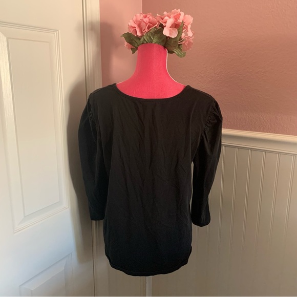 Black 3/4 Sleeve Agnes & Dora Blouse Puckered Shoulder size XL - Picture 5 of 7
